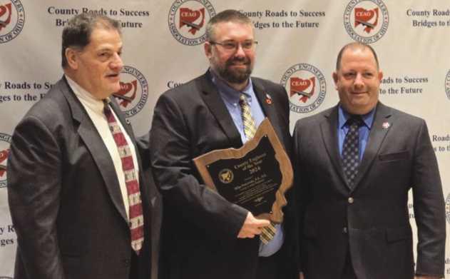 From left, CEAO Executive Director John Olivieri, Lucas County Engineer Mike Pniewski and CEAO President and Mahoning County Engineer Pat Ginnetti.
