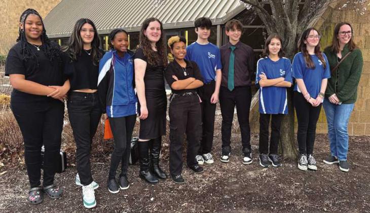 From left: Zahra Edwards, Danica Maese, Abigail Coleman, Koralynn Sensel, Kai Walker, Chase Young, Elijah Vercellotti, Mateo Magana, Kora Hall and Emily Golick, Springfield Middle School band director. Not pictured: Madisyn Waite