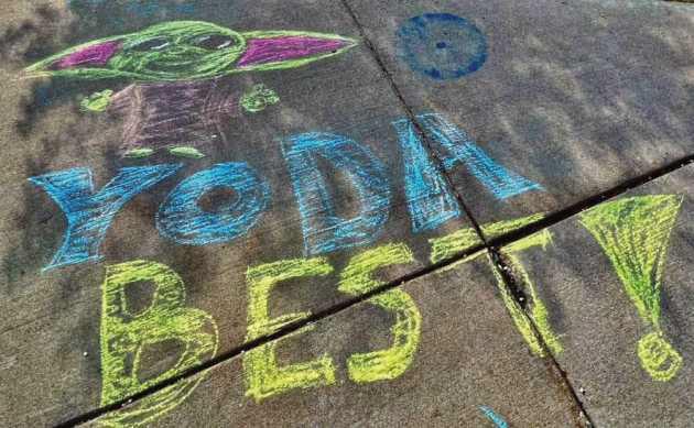 To start “Teacher Appreciation Week,” Crissey parents added sidewalk chalk messages at the school, including some that were pretty “art-felt,” thanks to the talents of busy dad Andy Bensman.