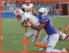 Linebacker Dominic Bracey stops a Napoleon runner.